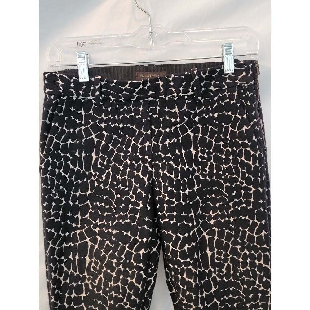 Tomorrowland Collection Black White Abstract Print Slim Side Zip Pants Size 34 - Picture 3 of 9